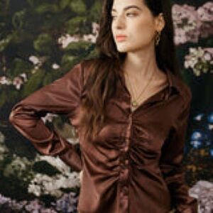Rihoas The Elegant Ruched Satin Shirt
